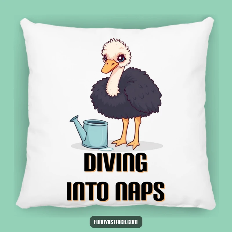 Funny Curious Ostrich Pillow: Cozy Watering Can Comfort, A Hilarious Gift!