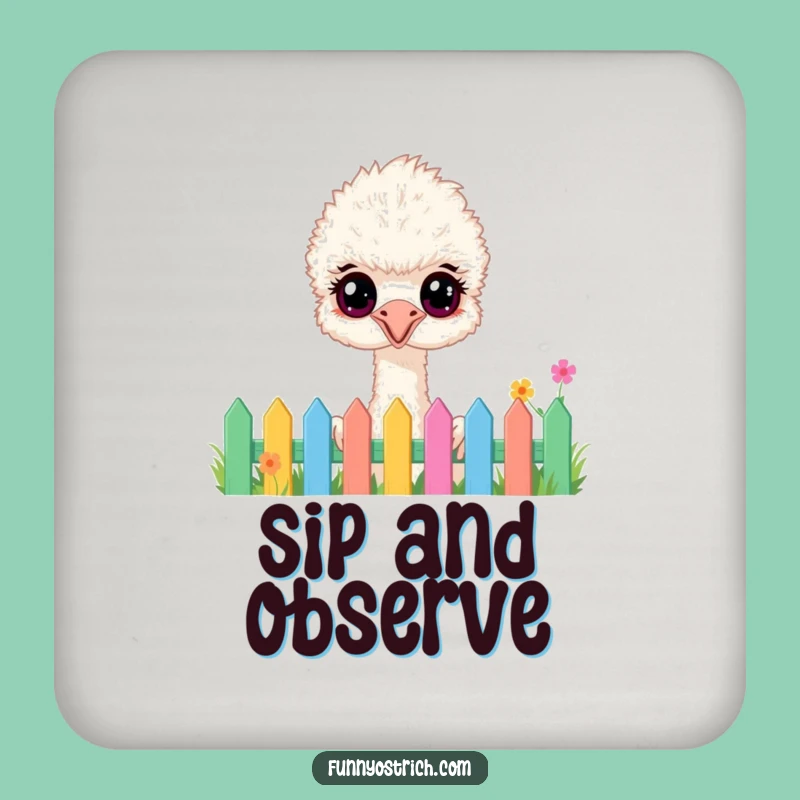 Funny Fluffy Ostrich Coaster: Garden Peek Protection, Hilarious Surface Guard!