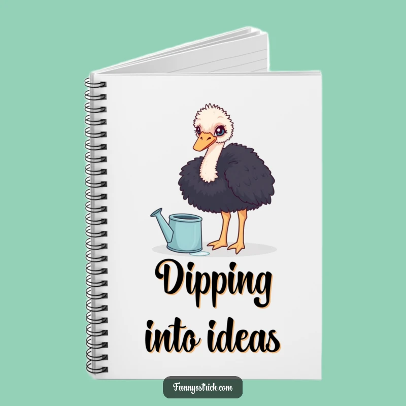 Funny Curious Ostrich Notebook: Jot Down Ideas with Watering Can Fun!