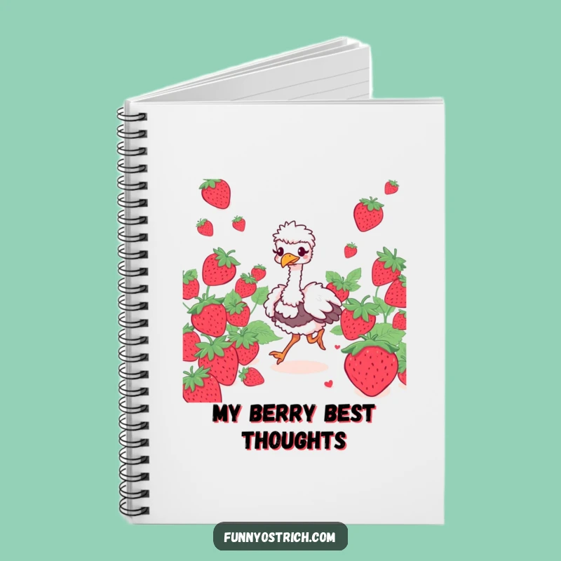 Funny Giggling Ostrich Notebook: Jot Down Fun with Strawberry Field Ideas!